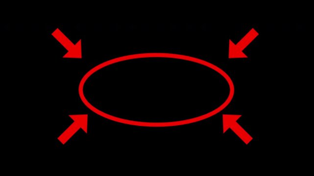 Red circle outline and arrow pointer element on transparent background for video editing assets