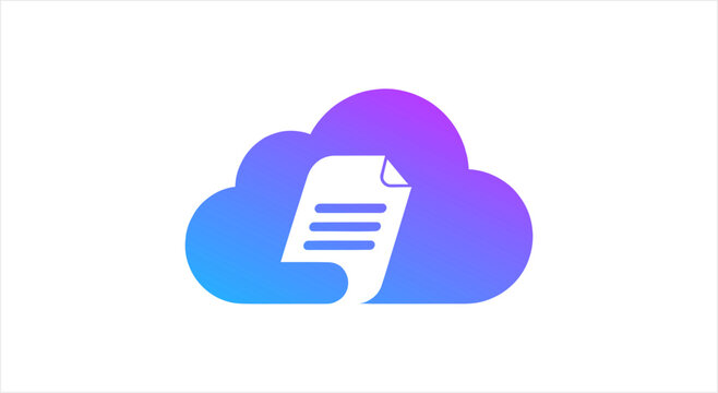 Cloud Storage Document Icon with Gradient Colors.