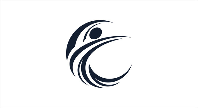 Abstract Human Figure Silhouette in Dynamic Motion.