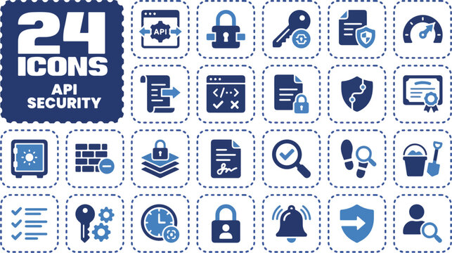 Comprehensive Vector Icon Set for API Security and Digital Protection