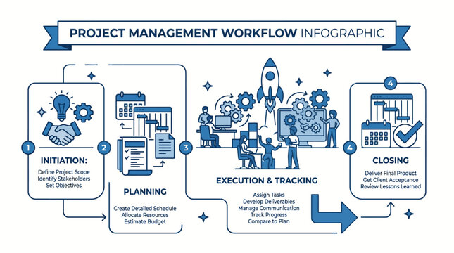 Business Project Management Workflow Process.