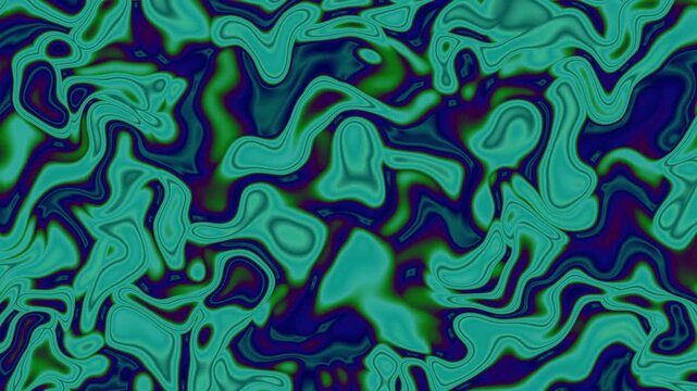 Abstract Background Featuring Vibrant Emerald Green And Deep Navy Blue Organic Liquid Swirl Loop