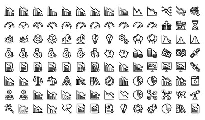 Obraz premium Reduction Chart Icons Business Analytics Outline Vector Collection