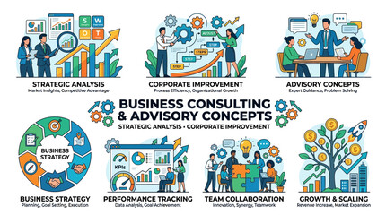 Naklejka premium Business professionals engaged in strategic analysis and advisory concepts at office