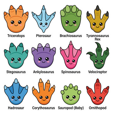 Cartoon Dinosaur Footprints Variety.