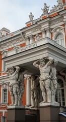 Fototapeta premium Ornate Baroque Building with Classical Sculptures and Columns.