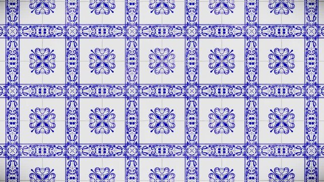 Abstract pattern background, vibrant blue and clean white glossy tiles, a seamless loop motion graphics video background