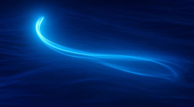 glowing neon blue light streaks flowing in a fluid wave motion across dark background representing energy and digital speed