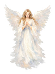 Obraz premium PNG Serene angelic figure watercolor illustration.