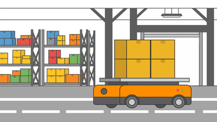 Warehouse material handling with forklift vector illustration © diana