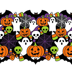 Fototapeta premium A festive pattern featuring pumpkins and ghosts for a seasonal celebration
