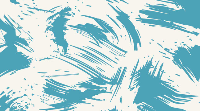 Fundo abstrato com pinceladas din&acirc;micas em azul turquesa sobre uma superf&iacute;cie branca, criando um padr&atilde;o art&iacute;stico expressivo e moderno para design gr&aacute;fico e projetos criativos.