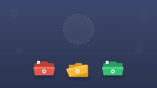 Digital document management system organizing files into color coded data folders