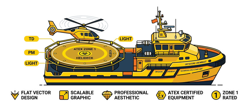 Offshore Supply Vessel with Helicopter Pad and ATEX Certified Equipment