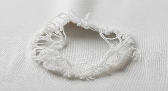 Delicate white lace headband on plain background.