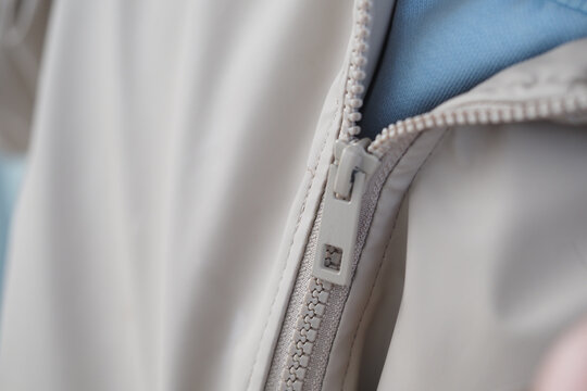 Exploring the details of a stylish jacket zipper