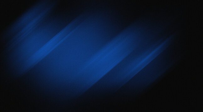 Abstract dark blue diagonal light streaks background with grain texture