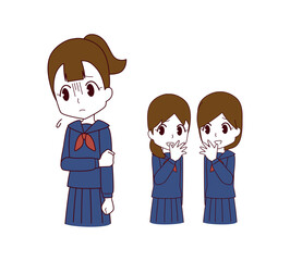 Fototapeta premium 陰口を言われる女子生徒のイラスト