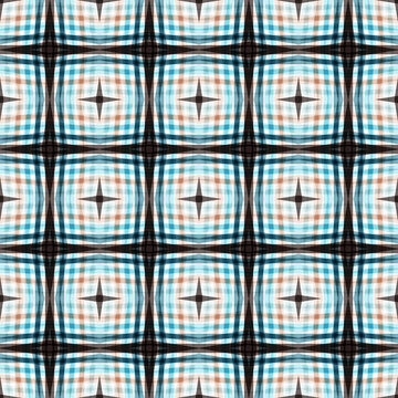 A seamless abstract geometric plaid pattern featuring a distorted grid design with wavy lines