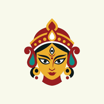 A beautiful vector illustration of Goddess Durga face for Navratri festival