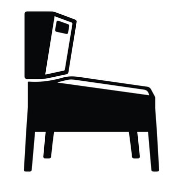 Pinball machine icon Silhouette Vector black design on a white background