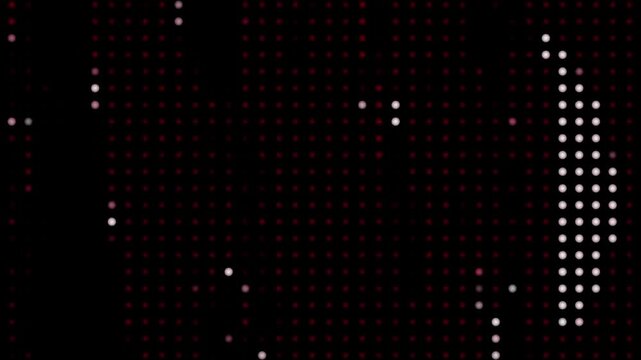 The visual effect features random flickering, shifting, and fading, creating a futuristic digital texture reminiscent of halftone patterns or a modern electronic scoreboard.