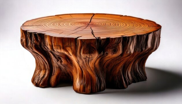 Rustic Tree Stump Coffee Table - Natural Wood Design.