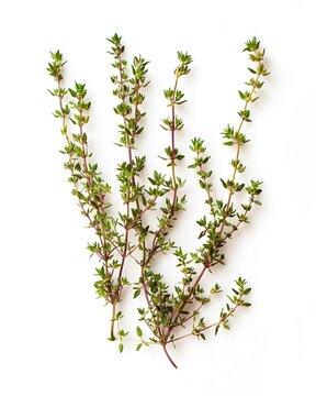 thyme macro botanical texture isolated on white background
