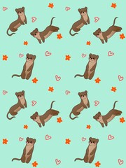 seamless background with weasel