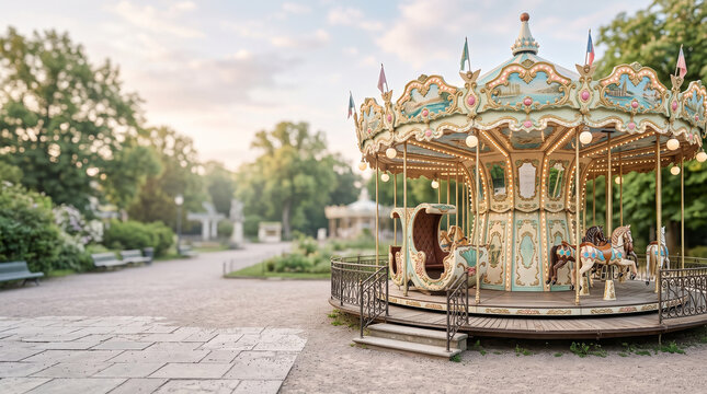 Elegant Vintage Carousel Background with Soft Pastel Atmosphere