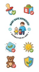 Naklejka premium Baby Safe Approved Icon Set for Childcare Products.