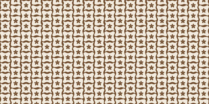Vintage Brown Floral Tile Seamless Pattern Geometric Ornamental Repeat Background