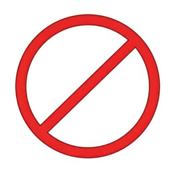 Red Prohibition Symbol with Diagonal Line in Circle.