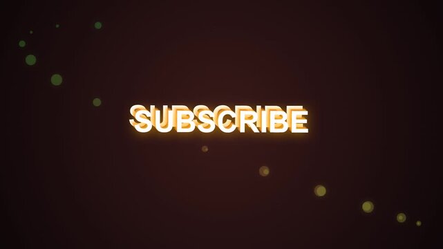 3D Subscribe button animation with golden glowing letters and particles