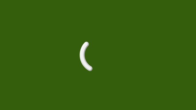 White horseshoe shape animation loading icon on a solid green background progress
