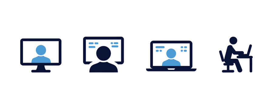 User admin computer on computer vector icon set. Administrator system symbol. vector illustration.