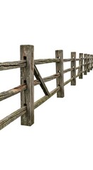 Obraz premium Rustic wooden split rail fence in rural landscape.