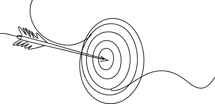 Minimalist target continuous line drawing, elegant accuracy goal art flat vector