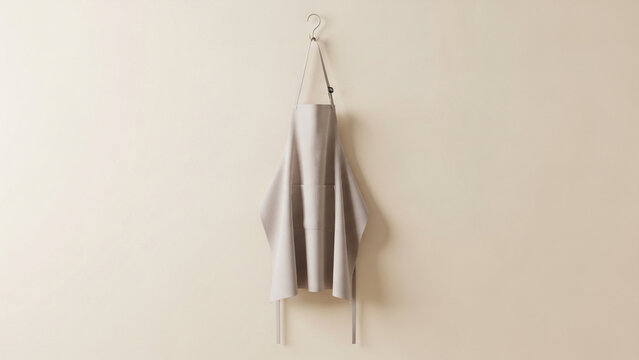 Minimalist Light Gray Kitchen Apron Hanging on Hook