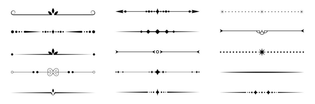 Vintage decorative lines. text dividers. Line border separators Vintage dividers. Vector illustration