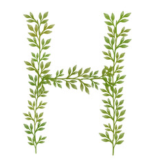 Naklejka premium Initial Decorated with Green Leaves