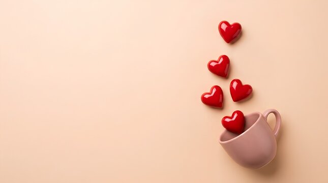 Hand Holding Red Hearts for Love Care Charity and Valentine's Day Concept