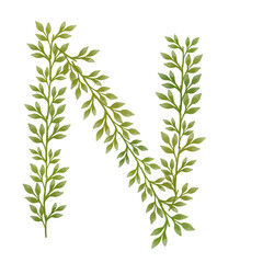 Fototapeta premium Initial Decorated with Green Leaves