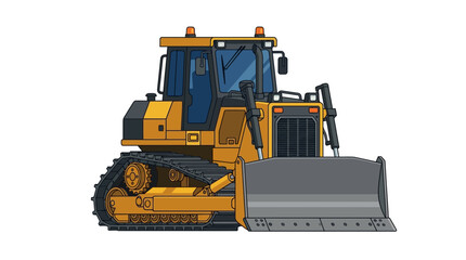 Illustration of a Heavy Yellow Bulldozer Construction Vehicle © Azrha