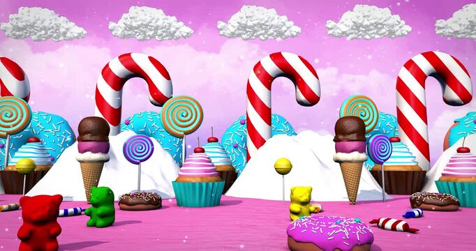 happy birthday cake. Sweet like candy 2. Motion graphics background visual loops animation. 4K