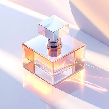 Luxury perfume bottle on white surface.