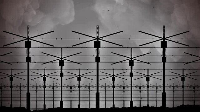 haarp antennas creating a storm in a conspiracy concept