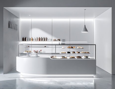 Modern minimalist jewelry display case interior.