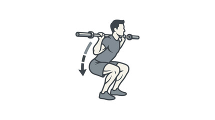 Fototapeta premium Man doing squats with barbell weight.
