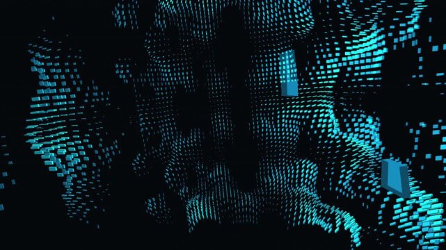 seamless loop of a glowing futuristic data cylinder rotating slowly against a dark ambient space, perfect for digital technology backgrounds.